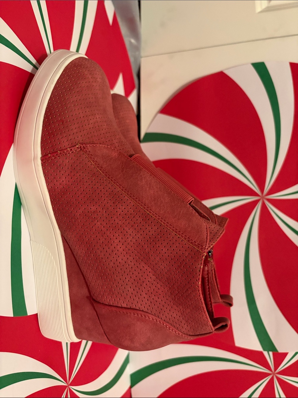 Journee Collection Red Suede Slip-On Platform Sneakers - Picture 2 of 6